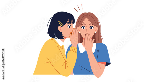 Woman Whispering Secret to Friend Illustration, Gossip and Rumor Concept