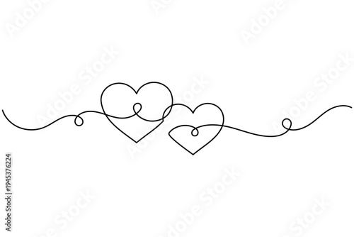 Love shape continuous one line drawing minimalist style isolate outline vector illustration