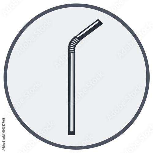 Flexible Plastic Straw Single Use in a Circle Minimalist Graphic Illustration
