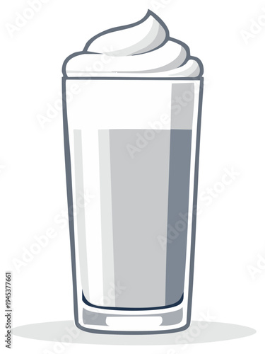 Illustration of a tall glass of beverage with whipped cream topping