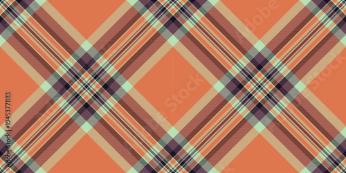 Rural textile vector tartan, tablecloth background seamless texture. Vivid fabric plaid check pattern in orange and light colors.