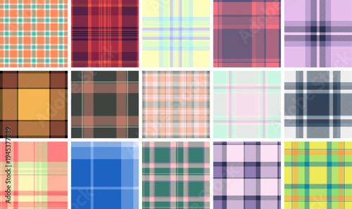 Plaid pack designed for textile industry professionals. Vector patterns ideal for fabric production, fashion collections, home textiles, and digital prototyping.