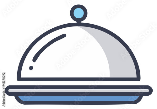 Illustration of a covered food tray used for catering services and hotel room services