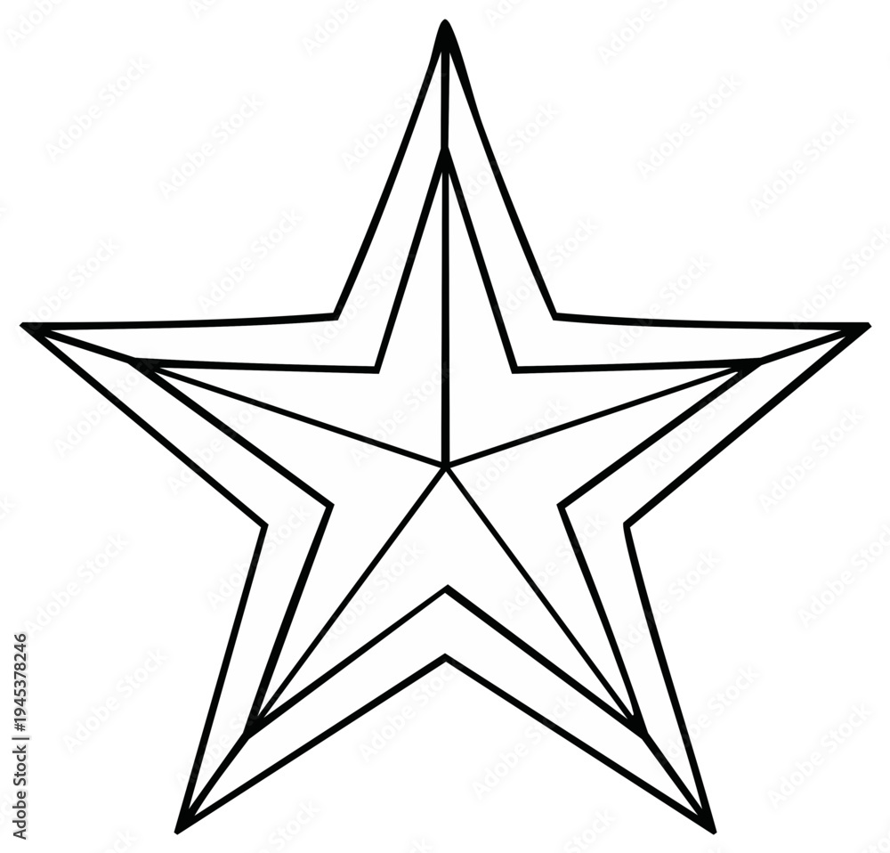 Fototapeta premium Geometric star shape illustration in black and white, celestial design element
