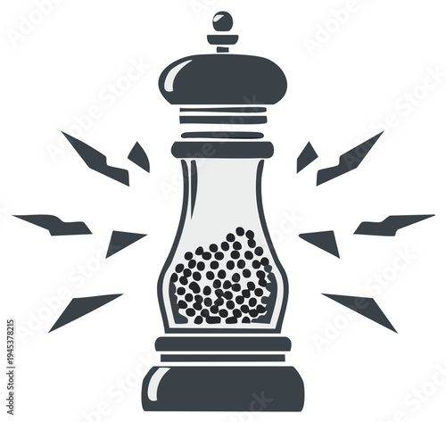 Stylized Pepper Grinder Vector Illustration for Spice or Food Design