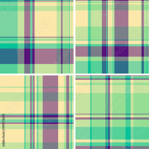 Plaid pattern set tailored for digital product mockups. Vector tartan textures enhance visual impact for marketing.