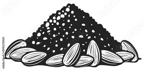 Pile of Almonds and Almond Flour Artistic Illustration