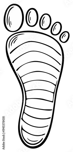 Stylized Black and White Footprint with Horizontal Lines and Arched Toe