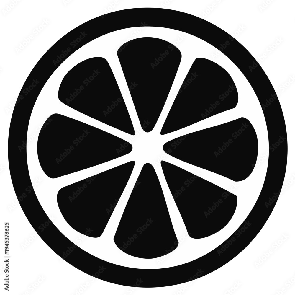 Fototapeta premium Black and white citrus fruit slice illustration