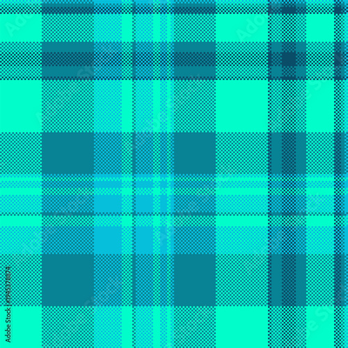 Living room plaid seamless textile, picnic fabric texture tartan. Inspiration background vector check pattern in cyan and bright colors.