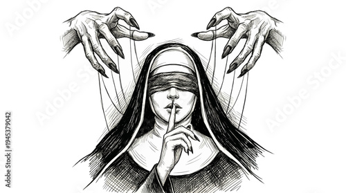Manipulation and control concept with nun.