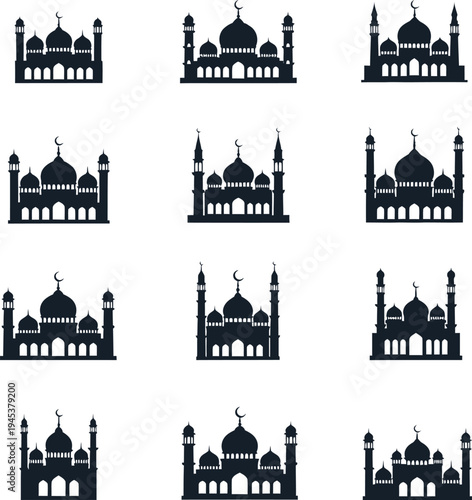 Collection of taj mahal silhouette stamps