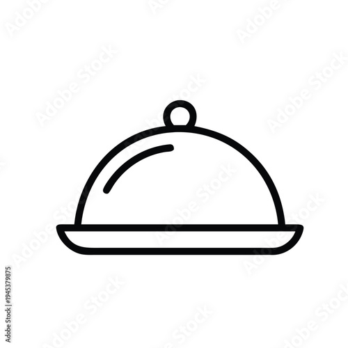 Restaurant Food Serving Tray Icon Catering Service Line Vector Illustration Plate Icon