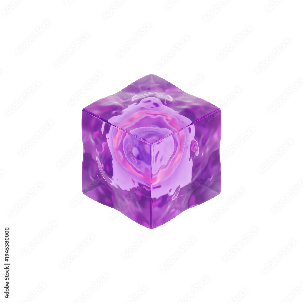 Obraz premium Abstract Purple Liquid Cube with Swirling Patterns