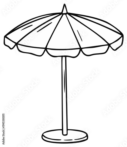 Parasol illustration: simple line art of beach umbrella for sun shade & weather protection at pool or patio