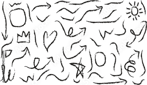 Ancient symbolic drawing with arrows and sun