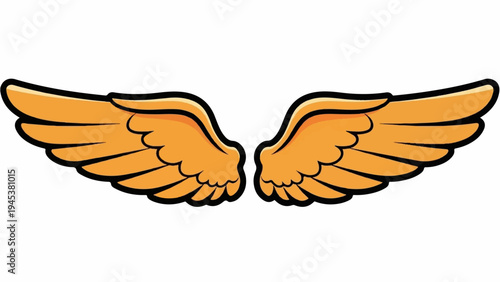 Stylized golden wings with bold black outlines spread symmetrically