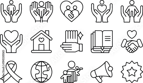 Care Collection Silhouette Icon Set Health Care Typography Silhouette Icon Pack