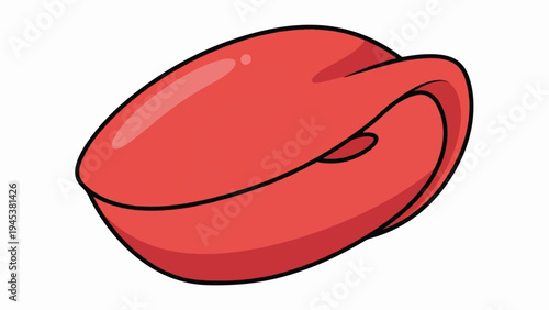 Stylized red bean shape with smooth, glossy finish and bold outlines