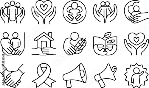 Care Collection Silhouette Icon Set Health Care Typography Silhouette Icon Pack