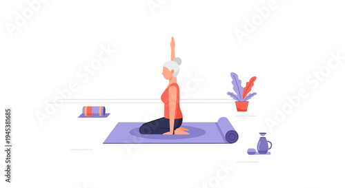 woman practicing yoga in a serene home environment.