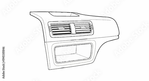 Automotive dashboard vent and storage compartment outline