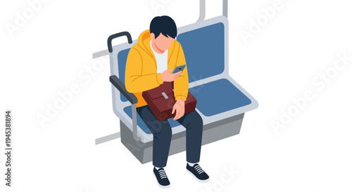 Man sitting alone on a bus.