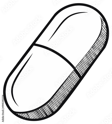 Pill Illustration Capsule Medicine Healthcare Sketch Medical Treatment Medication Black and White