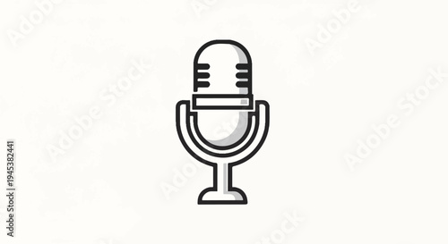 Retro microphone with clean outline and subtle shading