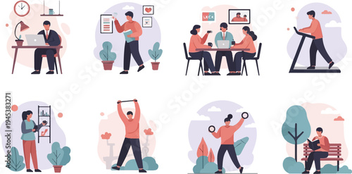 Diverse people engaged in various activities, from work to leisure (2)