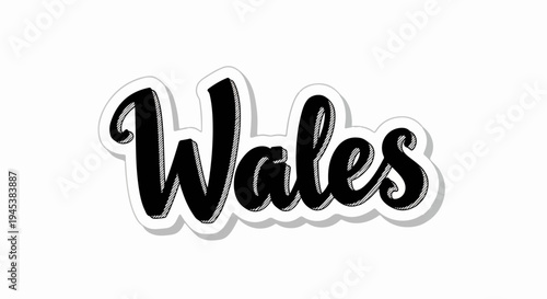 Stylized black text "Wales" on a white background with a grey outline