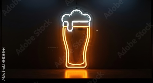 Neon sign of a glass of beer with foam on top in orange and white neon sign glass of beer beer glass