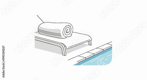 Relaxing scene with rolled towel on lounge chair by pool