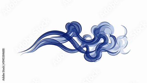 Swirling blue wisps of abstract energy or smoke drift left to right