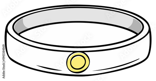 Cartoon-style illustration of a white ring with a gold colored center.