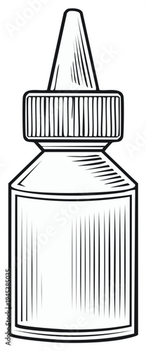 Outline illustration of plastic medical bottle with pointed cap for liquid