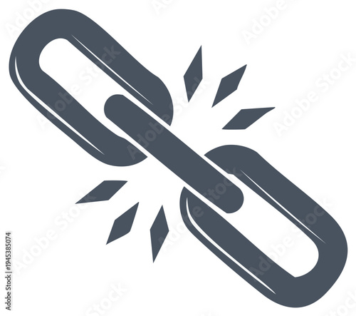 Broken chain link signifying weakness and disconnection