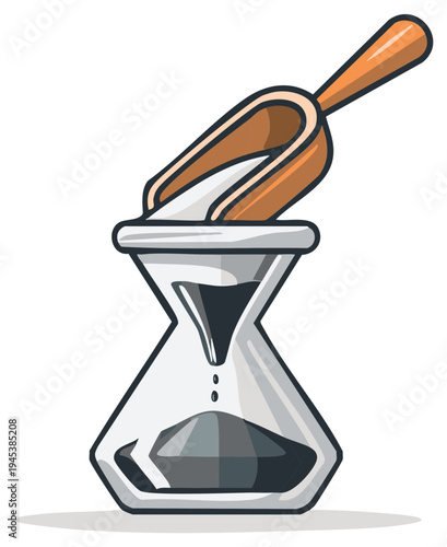 Sand Timer with Scoop Illustrating Time Passing and Measurement