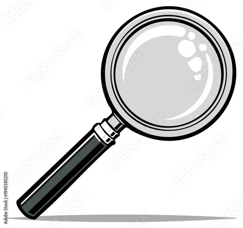 Magnifying Glass Tool for Examination and Investigation in Black and White Simple Vector Graphic