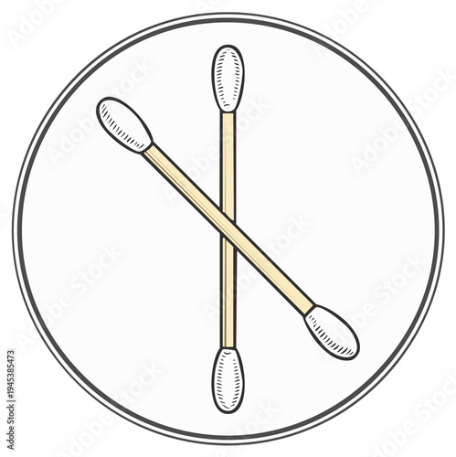 Cotton swabs pair illustration, hygiene sticks for healthcare, cosmetics and first aid