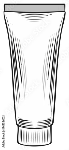 Blank cosmetic tube vector illustration in a hand drawn sketch style for mockups