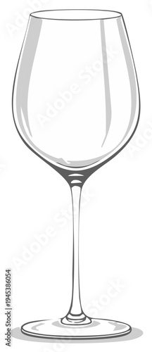Elegant glass for serving wine or beverages simple line art illustration