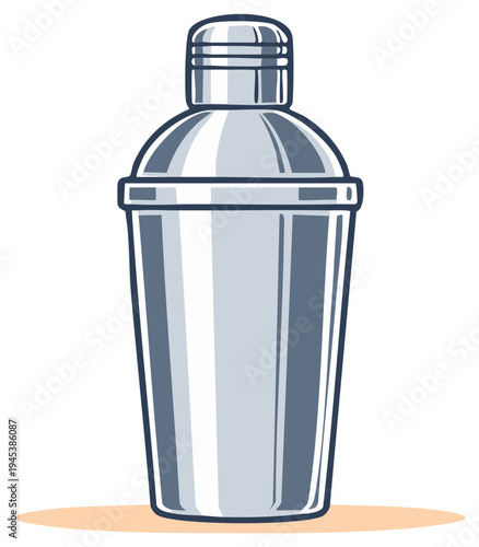 Cocktail Shaker Illustration, Isolated Icon, Bartending, Bar Drink Preparation, Vector