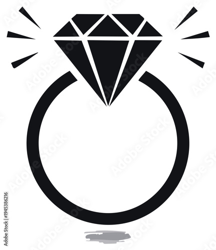 Sparkling Diamond Ring Icon Suggesting Engagement or Proposal
