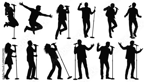 Dancing People Silhouette Set, Party Dance and Music Celebration Figures Collection