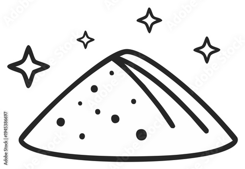 Hand drawn pile of sparkling dust or sugar with starbursts and sparkles
