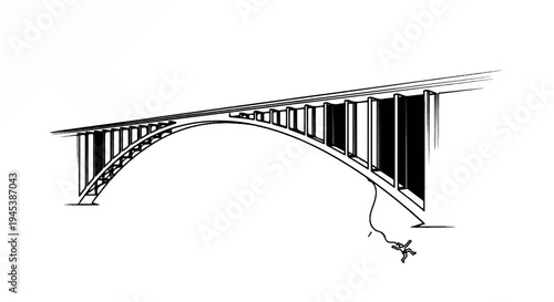 Dramatic illustration of a person bungee jumping from a tall bridge