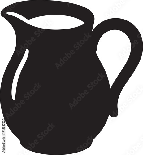 Ceramic milk pitcher jug for dairy drink healthy breakfast nutrition nourishment flat graphic vector style design