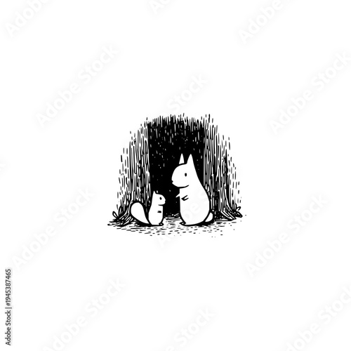 Moomintroll and Snufkin Sitting in Cave