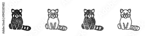 Sketch red panda icon design set
